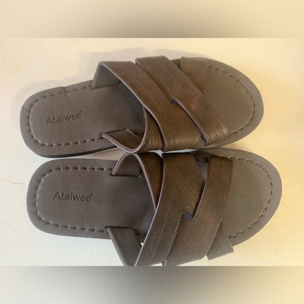 Mens Comfortable Summer Slip On‎ dark brown Sandals Size 11 Ataiwee NEW!